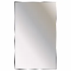Rectangular wall-mount mirror with acrylic reflective surface and galvanized steel frame in bright annealed silver finish. Overall height 24-1/4 in, width 18 in. Not lighted. Suitable for security-sensitive environments where break-resistant mirrors are required.