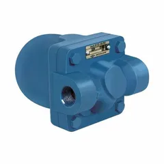 Cast iron in-line float and thermostatic steam trap with 3/4-inch FNPT connection. Stainless steel float. Rated for 65 psi maximum pressure and 1,150 lb/hr condensate capacity. Horizontal installation. Used to automatically drain condensate from steam lines in heating processes, steam mains, and heat exchangers.