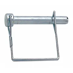 Steel snap pin for securing connections in material handling equipment, ladders, platforms, and personnel lifts. Used as a fastening component in industrial systems.