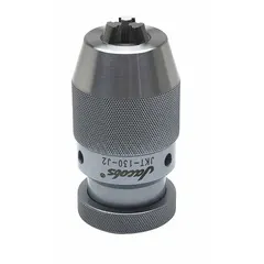 This JACOBS drill chuck features a JT6 taper mount and a capacity range of 1/32 in to 33/64 in. Its ball bearing construction enables smooth operation in industrial drilling applications requiring secure bit retention. The keyless design allows for quick bit changes without a key.