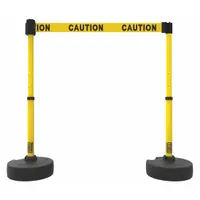 Belt Barrier System: 42 in Post Ht, 15 ft Belt Lg, Yellow, 2 No. of Posts, Message (MPN PL4283)