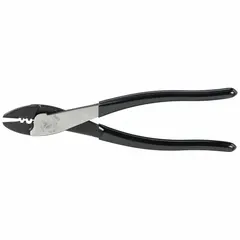 Pliers-style crimper for non-insulated terminals. Accommodates wire sizes from 22 AWG to 10 AWG. Used for crimping wire connectors onto solid or stranded copper wire in electrical and maintenance work.