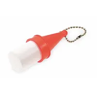 Plastic key float in red and white. Overall height 1 1/2 inches, overall width 4 inches. Designed to keep keys visible and afloat on water