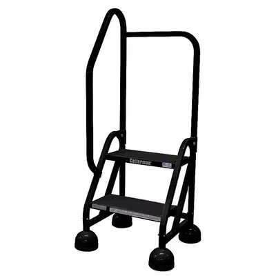 COTTERMAN Rolling Ladder: 1.5 ft Platform Ht, Partially Assembled, Steel - Steel Ultra-Stable Weight-Actuated Ladders