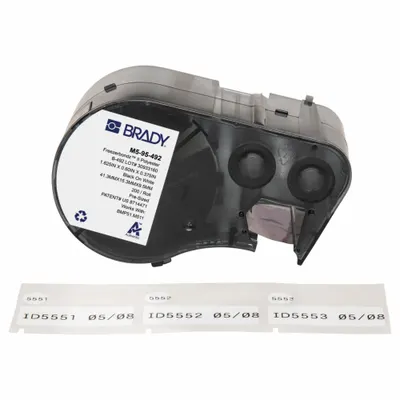 BRADY Combined Label and Ribbon Cartridge: Rectangle, 19/32 in x 1 5/8 in, Cryogenic Polyester - Brady Thermal Transfer Precut Label Roll Cartridges