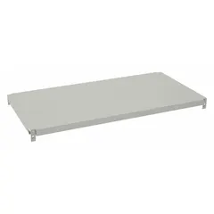 This solid steel decking shelf kit is designed for boltless shelving systems. It features 18 ga steel decking with a light gray finish and a load capacity of 950 lb. Suitable for organizing heavy parts and materials in industrial storage applications.