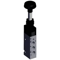 Shuttle Valve: VZM500 Series, Knob Actuator, 5 Ports, 1/8 in BSPT, 0.7 MPa Op Pressure - Max (MPN VZM550-01-37)