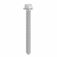 This hex-head concrete screw anchor from DEWALT is 3/16 in diameter and 1-3/4 in overall length, made from Grade SW steel with a pointed tip. It is removable and supplied in a 100-pack. Typical applications include fastening into concrete, brick, or block for light- to medium-duty attachments such as conduit clips, strut channels, or equipment brackets