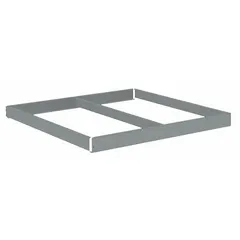 This open deck shelf kit is designed for boltless shelving systems, providing a single straight shelf configuration. The kit includes four beams and features a steel frame with a zinc-plated finish. The shelf measures 42 inches by 42 inches and is finished in gray. Suitable for industrial storage applications such as warehouses and distribution centers.