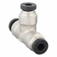 PARKER Push-Fit Tee Fitting: 5/32 in OD x 5/32 in OD x 5/32 in OD Size, Brass, 1 17/32 in Overall Lg (MPN 164PLP-5/32)