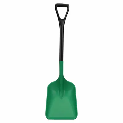 VIKAN Industrial Shovel: Square Point, 1 Ribs, Plastic, #3 Blade Size, 10 3/16 in Blade Wd - All-Plastic Industrial Shovels