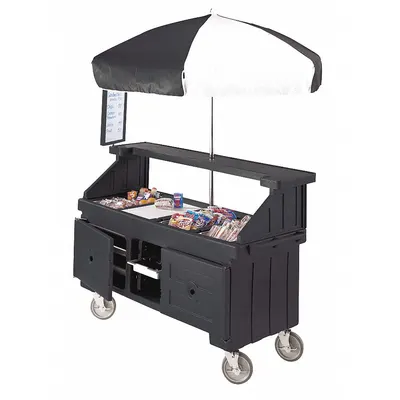 CAMBRO Vending Cart, Black Polyethylene, 3 Compartments, 94 in Ht, 31 3/4 in Dp - Mobile Kiosks