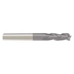 This general purpose carbide square end mill features an AlTiN coating and 3 flutes. It has a 7/16" mill diameter, 1" length of cut, and 2-3/4" overall length. Suitable for slotting, profiling, and contouring in industrial machining applications.
