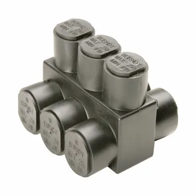 BURNDY Multitap Connector: 3 Port, Double-Sided Entry, 14 AWG – 4 AWG Wire Size - Dry-Location Double-Sided Entry Multitap Connectors