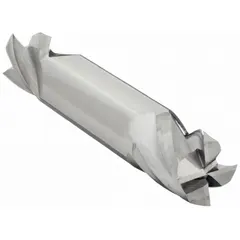 Double-end carbide square end mill with 1/2" mill diameter, 5/8" length of cut, and 3" overall length. Features 4 flutes for efficient chip evacuation. Suitable for milling slots, profiles, and contours in metal and composite materials.