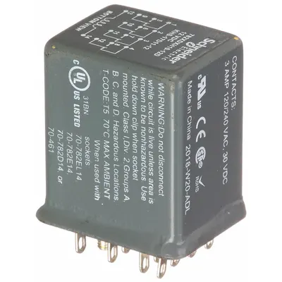 SCHNEIDER Hermetically Sealed Relay: Socket Mounted, 3 A Current Rating, 12V DC, 4PDT - Socket-Mounted Relays
