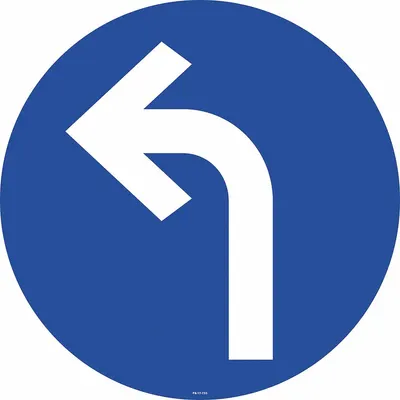 STRANCO Left Arrow Floor Sign, 17 in x 17 in, Blue Vinyl, Adhesive Mount