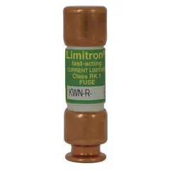 Class RK1 fast-acting cylindrical fuse rated 20 A at 250 V AC and 250 V DC. Non-indicating design for overcurrent protection in industrial equipment such as motor control centers, panelboards, and switchgear where rapid clearing of high-fault currents is required.