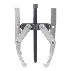 This external-grip jaw puller has a 13-ton pulling capacity, 11-inch jaw reach, and 0.35-inch jaw thickness. It is used for removing gears, bearings, and pulleys from shafts in industrial maintenance and repair applications.