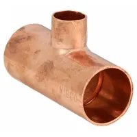 NIBCO Sweat Fitting Tee: 1 1/2 in CTS x 1 1/2 in CTS x 1 in CTS, Cup x Cup x Cup, Wrot Copper (MPN 611-11/2X11/2X1)