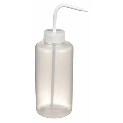 DYNALON Wash Bottle: 1 L, No Imprinting, White, Wide, Std Spout Spout, Colorless - Wide Mouthed Standard Spout Wash Bottles