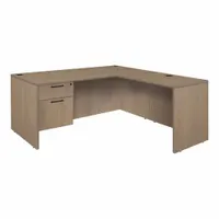 REGENCY Desk: Particle Board, Oak, 1 Pedestals, 2 Drawers, 71 in Overall Wd, 29 in Overall Ht (MPN LLDSP7124NO)