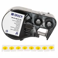 Combined Label and Ribbon Cartridge: Circle, 3/8 in, Cryogenic Autoclavable Nylon, Black on Yellow (MPN M4-82-499-YL-BK)