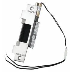 This combination cylindrical and mortise electric strike is constructed of stainless steel. It measures 1 1/4 in wide by 6 3/8 in high and operates on 24V AC/DC input. Rated Performance Duty 1 - Heavy Duty, it is suited for access control applications requiring secure door locking and release in high-traffic entrances.