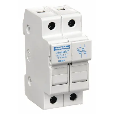 MERSEN Fuse Block: Finger-Safe, 2 Pole, 800 V AC, DIN Rail Mounting - Midget Fuse Blocks