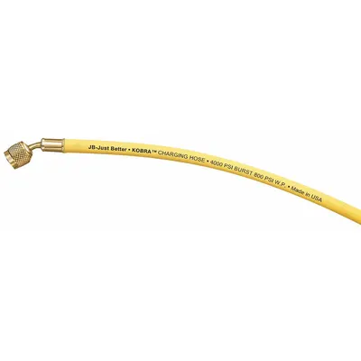 JB INDUSTRIES Hose: 5 ft Lg, 45° Angle, Yellow, Rubber/Kevlar, Single Hose - Charging Hoses