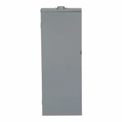 This Square D QO load center is rated 150 A, 208Y/120/240V AC, with a 25kA short-circuit current rating. It features 30 spaces, zero tandem breaker capacity, and a convertible main lug design for future main breaker addition. The outdoor-rated enclosure includes a surface cover, suitable for service-entrance or sub-feed applications in 3-phase power distribution.