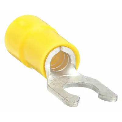 OEM Fork Terminals: Yellow, Vinyl, #10 Stud Size, 12 AWG – 10 AWG Wire Range - Insulated Fork Terminals