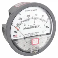 DWYER Differential Pressure Gauge: Back/Single-Side, 1/8 in NPT Female, 2000, 4 in Dial, IP67, IP67 (MPN 2001AV)