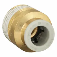 SMC Push-Fit Adapter Fitting: 8 mm OD x 3/8 in Pipe Size, Push-to-Connect x BSPT, Brass, Gray (MPN KQ2S08-03AS)