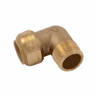 SHARKBITE Push-Fit Elbow Fitting: 3/4 in Pipe x 3/4 in Pipe Size, Push-to-Connect x MNPT, Brass (MPN U286LF)