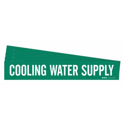 BRADY Pipe Marker: Cooling Water Supply, Green, White, Fits 2 1/2 to 7 7/8 in Pipe O.D. - Cooling Water Supply Adhesive Pipe Markers
