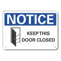 Plastic Door Instruction Notice Sign: Plastic, Mounting Holes Sign Mounting, Not Retroreflective (MPN LCU5-0042-NP_14X10)