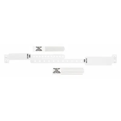 ID Wristband Set: No Legend, 9 3/8 in Overall Lg, 1 1/4 in Overall Wd, Vinyl - Security Wristbands