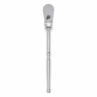 TEKTON Hand Ratchet: Pear, Reversible, 10 1/2 in Overall Lg, Polished, 4° Min Arc Swing - Flex-Head Ratchets