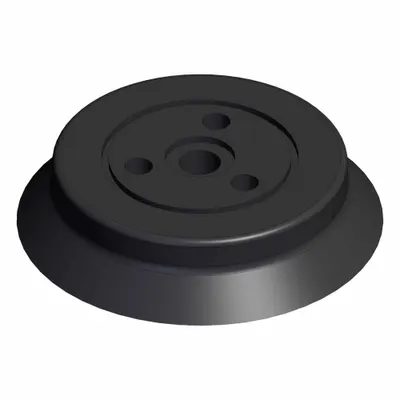 SMC Vacuum Pad: Flat with Ribs, w/o Adapter, 50 mm Pad Dia, Silicone, Black - Flat Type with Ribs Automotive & Industrial Vacuum Pads
