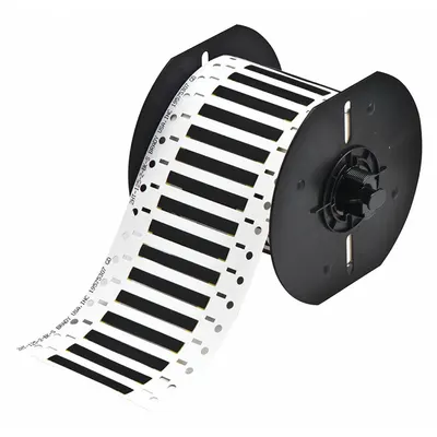 BRADY Sleeve Label: 1/8 in x 2 in, Polyvinylidene Fluoride, Black (Matte) - Brady Precut Sleeve Label Rolls