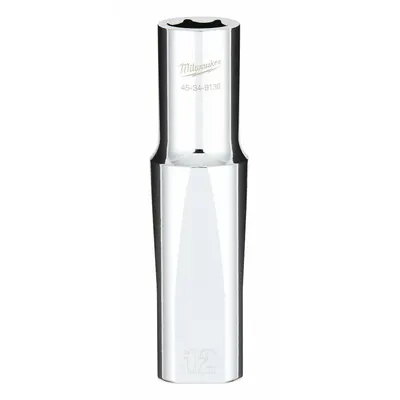 MILWAUKEE Deep Well Socket: Metric, 1/2 in Drive Size, 12 mm Socket Size, 6-Point - Anti-Roll Hand Sockets