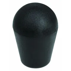 Tapered knob with a threaded hole, plastic body with steel thread insert. 1.38 in diameter, 5/16"-18 thread size. Used for manual adjustment, clamping, or positioning on machinery and equipment.