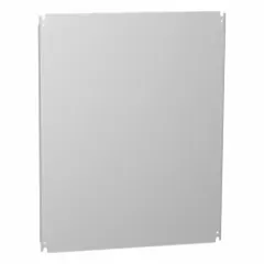 Steel back panel for interior mounting in electrical enclosures. Provides a stable surface for mounting components such as terminal blocks, relays, and controllers. Overall height 46.2 inches, overall width 22.2 inches.
