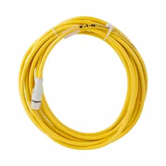 Double-ended cordset with a 4 pin M12 connector on End 1 and a PVC cable jacket. Cable length is 16 3/8 ft. Used for connecting sensors, actuators, and other industrial devices in automation systems.