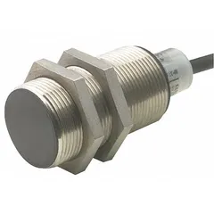 This EATON inductive cylindrical proximity sensor is a semi-shielded, 3-wire DC device with a supply voltage rating of 6-48V DC. It features a non-terminated cable for flexible integration. The cylindrical form factor allows installation in confined spaces for metallic object detection in industrial automation applications such as position sensing and machine control.