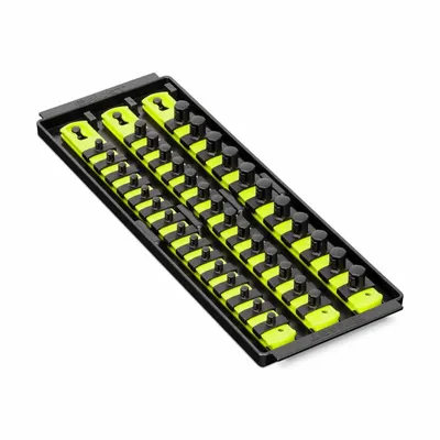 ERNST MANUFACTURING Socket Organizer: Yellow, 5 5/16 in Overall Wd, 40 Posts/Slots - Socket Rails & Trays