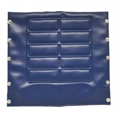 Vinyl seat upholstery for Invacare wheelchairs, sized 18 in overall length by 20 in overall width. Includes attaching hardware for installation. Used to replace worn or damaged seating, restoring comfort and support.