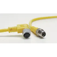 Cordset: M8 Female Right Angle X Bare Wire, 4 Pins, Yellow, PVC, 2 m Cable Lg, 24 AWG Wire Size (MPN 404001A10M020)