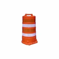 Engineer-type traffic barrel with 36-inch overall height, white polyethylene construction, and four reflective stripes. Designed for roadway work zones, lane closures, and traffic control to direct vehicles and protect workers. Complies with NTPEP/MUTCD standards